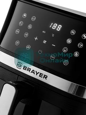 Аэрогриль Brayer 2038BR черный, 1600 Вт, 7 л, сенсор, 12 программ