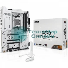 Материнская плата ASUS X870 MAX GAMING WIFI7 W, AM5, AMD X870, 4xDDR5, 4xSATA, 3xM.2, 1xPCIe 5.0 x16, 2xPCIe 4.0 x16, 1xPCIe 3.0 x16, 1xHDMI, 2xUSB Type-C (Display), 1x2.5Gb LAN, Wi-Fi 7, Bluetooth 5.4, 2xUSB-C 40Gbps, 1xUSB-A 10Gbps, 3xUSB-A 5Gbps, 4xUSB-A 2.0, 3x3.5 мм, 7.1, ATX