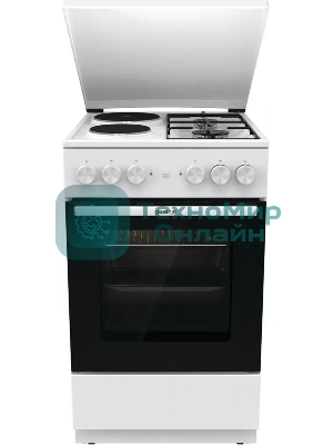 Плита комбинированная Gorenje GK5A12WG белый, конфорок 2 газовых и 2 электрических, духовка 68 л, 50 см x 85 см x 59.4 см