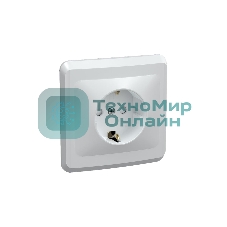 Розетка 1-м СП Вега РСш10-3-ВБ с заземл. контактом и защ. штор 16А бел. IEK ERV14-K01-16-DM