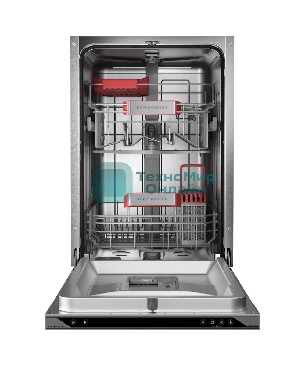 Встраиваемая посудомоечная машина Kuppersberg, High-Tech, 45 см, 10 комплектов, 3 корзины, 7 программ, конденсационная сушка, автоматическое открывание двери, LED подсветка, кнопочное управление, энергоэффективность А+++