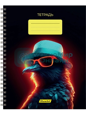 Набор тетрадей Silwerhof 2001674 48 листов, клетка, A5, Неоновые животные в очках 3 дизайна, мелованный картон, гребень (упаковка: 3шт)