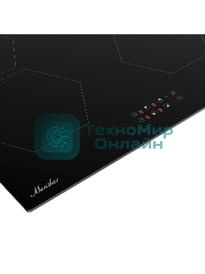 Варочная панель Monsher MHI 6101, индукция, High-Tech, 59 см, 9 уровней мощности, блокировка управления, автоматическое отключение, таймер, Booster, сенсорное управление, черный