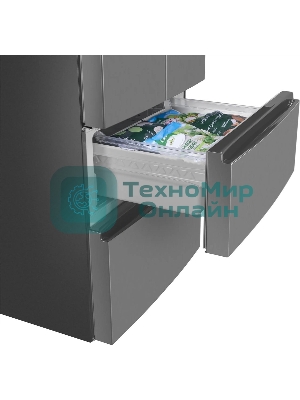 Холодильник Maunfeld MFF180NFSE01 нержавеющая сталь трехкамерный 224/113л морозилка снизу, No Frost