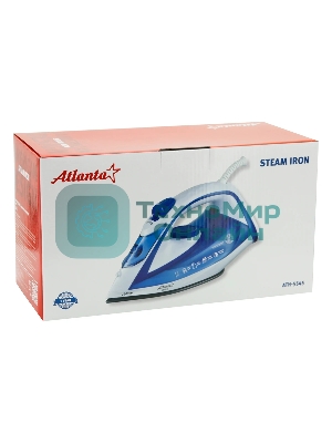 Утюг Atlanta ATH-5545 синий/белый, 2200 Вт, 32 г/мин, 85 г/мин, 300 мл