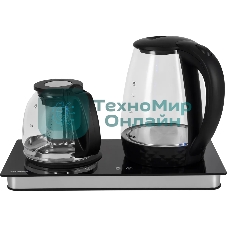 Чайник электрический Starwind SKG4044 1.8 л, 1800 Вт, черный/серебристый корпус: стекло