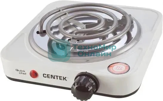 Электрическая плитка Centek CT-1508 (белый) 1конфорка ТЭН 140мм, 1000Вт, индикатор работы