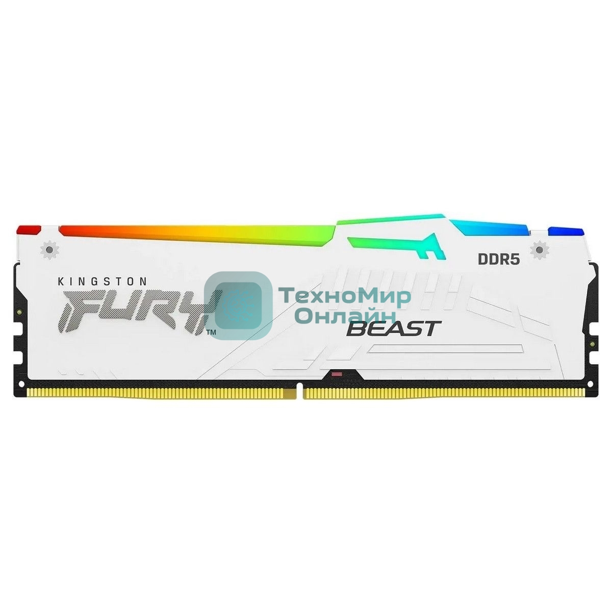Оперативная память Kingston Fury Beast, DDR5, 16Gb (1x16Gb), 6000MHz, CL36, DIMM, с радиатором, RGB, белый
