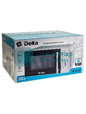 Микроволновая печь Delta DL-86L20 белый, 20 л, 700 Вт, переключатели - поворотный механизм