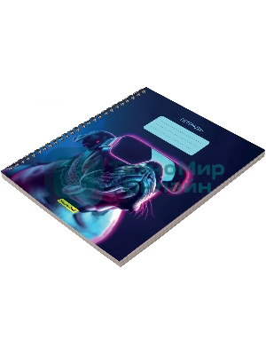 Набор тетрадей Silwerhof 2001674 48 листов, клетка, A5, Неоновые животные в очках 3 дизайна, мелованный картон, гребень (упаковка: 3шт)