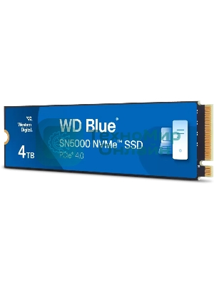 Накопитель SSD 4Tb WD Blue, NVMe, M.2 2280, PCI-E 4x4 R/W - 5500/5000 Mb/s