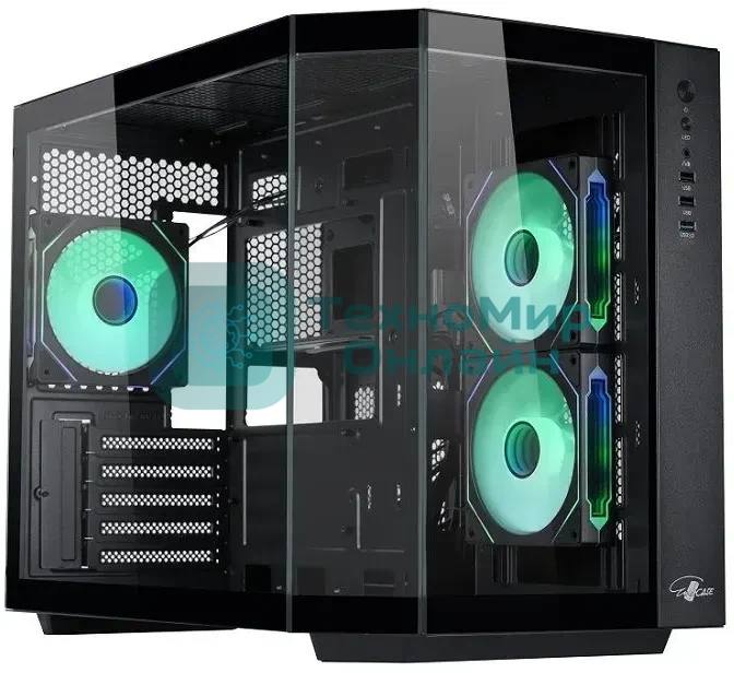 Корпус mATX Eurocase M2771 black, без БП, закаленное стекло 2 стороны