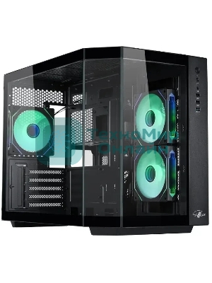 Корпус mATX Eurocase M2771 black, без БП, закаленное стекло 2 стороны