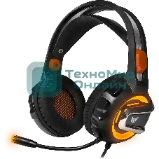 Гарнитура Crown CMGH-3003 чёрный/оранжевый, проводная, подсветка