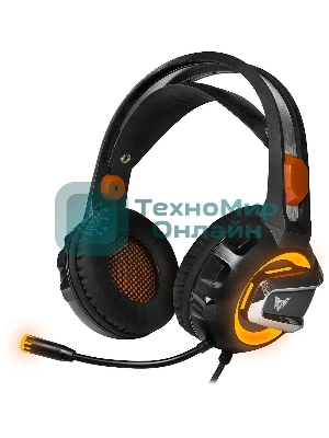 Гарнитура Crown CMGH-3003 чёрный/оранжевый, проводная, подсветка