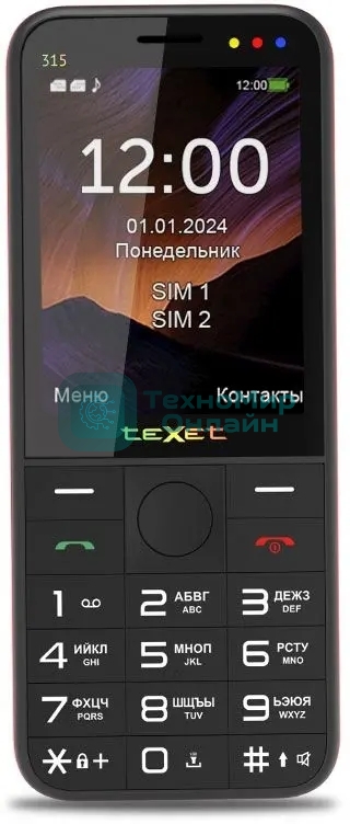 Мобильный телефон TeXet TM-315 черный-красный