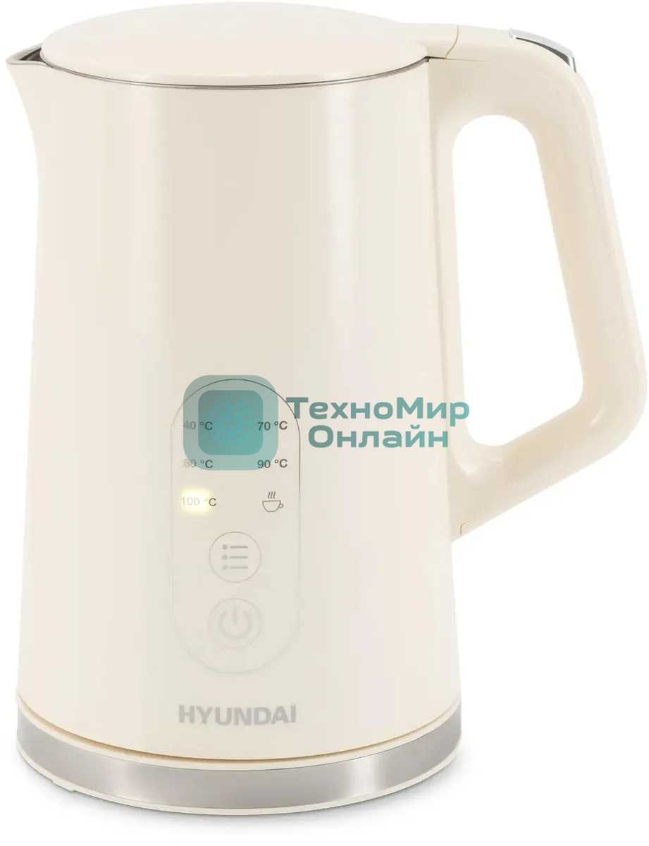 Чайник электрический Hyundai HYK-S3605 1.7 л, 2200 Вт, кремовый корпус: металл