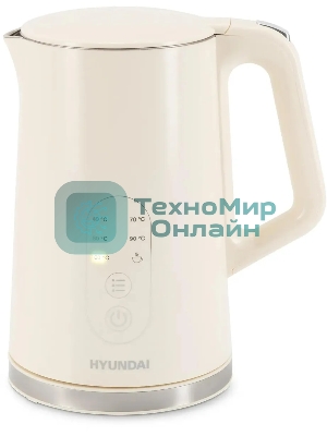 Чайник электрический Hyundai HYK-S3605 1.7 л, 2200 Вт, кремовый корпус: металл