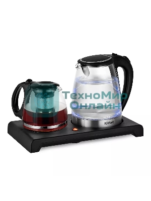 Чайный набор Kitfort КТ-6180 2 л, 1500 Вт, черный (корпус: стекло)