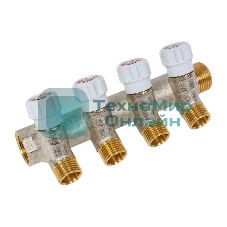 Коллектор 3/4' х 4 выхода 1/2' НР с вентилями