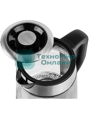 Чайник электрический Centek CT-0013 стекло, 2200 Вт, 1.8 л, серебристый