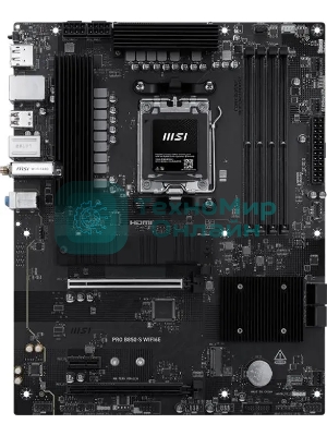 Материнская плата MSI PRO B850-S WIFI6E, AM5, AMD B850, 4xDDR5, 4xSATA, 2xM.2, 1xPCIe 4.0 x16, 1xPCIe 4.0 x4, 1xPCIe 3.0 x1, 1xDP, 1xHDMI, 1x2.5Gb LAN, Wi-Fi 6E, Bluetooth 5.3, 1xUSB-C 10Gbps, 3xUSB-A 10Gbps, 4xUSB-A 5Gbps, 3x3.5 мм, 7.1, ATX