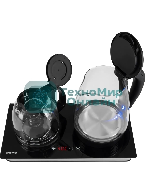 Чайник электрический Starwind SKG4044 1.8 л, 1800 Вт, черный/серебристый корпус: стекло