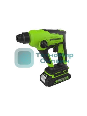 Перфоратор аккумуляторный бесщеточный GreenWorks GD24SDS1K2, 1,2 ДЖ, 24V, c АКБ 2А·ч и ЗУ, в сумке (3803107UA)