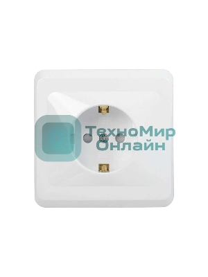 Розетка 1-м СП Вега РСш10-3-ВБ с заземл. контактом и защ. штор 16А бел. IEK ERV14-K01-16-DM