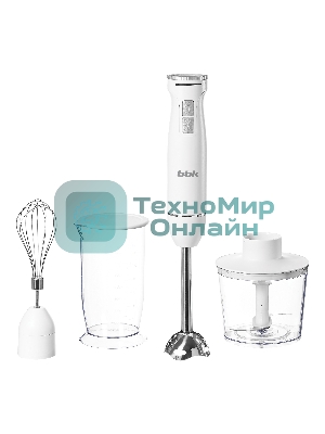 Блендер погружной BBK KBH1401 белый, 1100 Вт, плавная регулировка, турбо