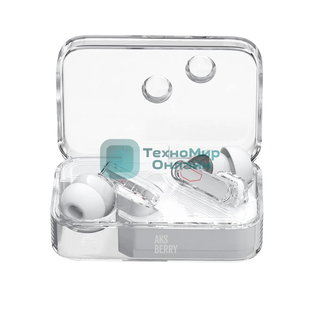 Наушники TWS Aksberry B21 Crystal белый, внутриканальные, Bluetooth, до 4 ч