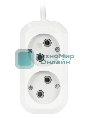 Удлинитель бытовой Smartbuy (SBE-10-2-05-N) 2 гнз х 5,0 м (10А/2.2 кВт, ПВС 2х1.0)