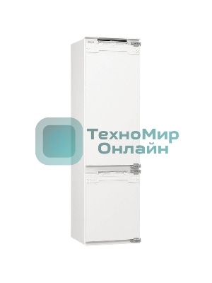 Встраиваемый холодильник Gorenje NRKI519E82WF, 193 см, электронное управление, цифровой дисплей, Wi-Fi, NoFrost Dual, Multiflow 360, контейнер CrispZone с контролем влажности, функция ConvertActive, AdaptTech, MultiAdjust, жесткое крепление, инверторный компрессор, уровень шума 35 дБ