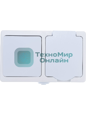 Блок ОП Аллегро 1-кл. вык. + роз. с заземл. защ. шторки с крыш. IP54 бел. UNIVersal 5562968