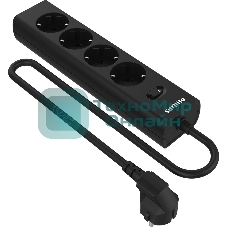 Сетевой фильтр Philips CHP2145BB/51, 3м, 4 розетки, черный
