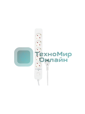 Сетевой фильтр Гарнизон EPS-5-W-2 5р, 2.0, 10А, 2 м, ур.защиты 2+, белый, пакет (21442)