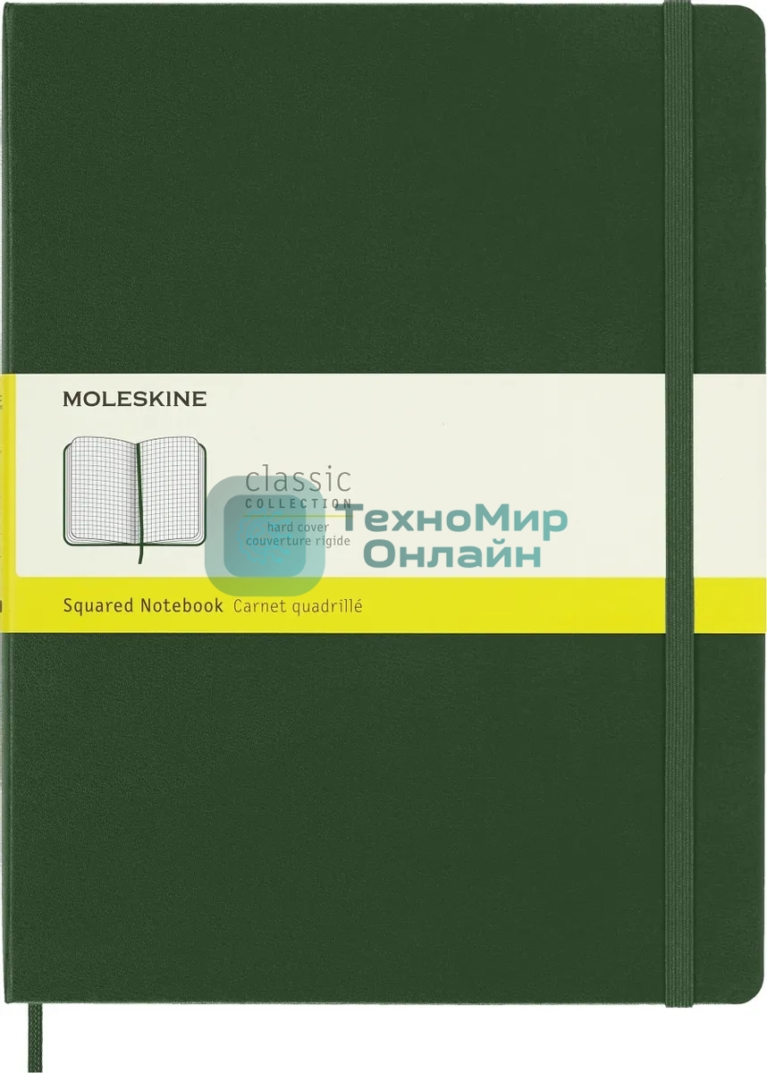Блокнот MOLESKINE Classic, 192стр, в клеточку, твердая обложка, зеленый qp091k15