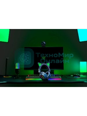 Гарнитура Razer Kraken Kitty V3 Pro чёрный, беспроводная + проводная, радиоканал, до 70 ч, подсветка