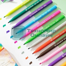 Фломастеры Deli EC10000 ColoRun, вентилируемый колпачок, 12 цветов, коробка с европодвесом
