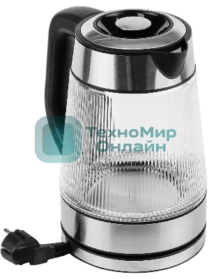 Чайник электрический Centek CT-0013 стекло, 2200 Вт, 1.8 л, серебристый