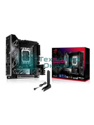 Материнская плата ASUS ROG STRIX Z890-I GAMING WIFI, LGA 1851, Intel Z890, 2xDDR5, 2xSATA, 2xM.2, 1xPCIe 5.0 x16, 1xHDMI, 2xUSB-C Thunderbolt 4, 1xUSB-C 20Gbps, 3xUSB-A 10Gbps, 1xUSB-A 5Gbps, 2xUSB-A 2.0, 1x 2.5Gb LAN, Mini-ITX