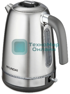 Чайник электрический Hyundai HYK-S5806 1.7 л, 2200 Вт, серебристый матовый/черный