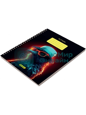 Набор тетрадей Silwerhof 2001674 48 листов, клетка, A5, Неоновые животные в очках 3 дизайна, мелованный картон, гребень (упаковка: 3шт)