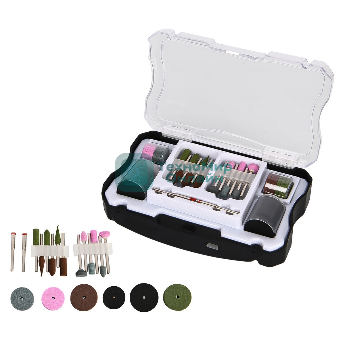 Набор оснастки для гравера (102 шт) Deli DH-ZMT04-EH1 хвостовик 3,2мм, пласт. кейс