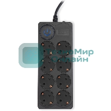 Сетевой фильтр Ippon BK-8-EU-3-16-B 3 м, 8 розеток, черный, коробка
