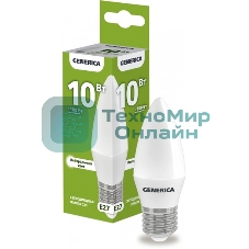 Лампа светодиодная C35 свеча 10Вт 230В 4000К E27 GENERICA