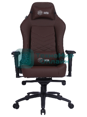 Кресло игровое Cactus CS-CHR-0112BR коричневый, сиденье коричневый, эко.кожа, с подголов. крестовина металл, пластик черный