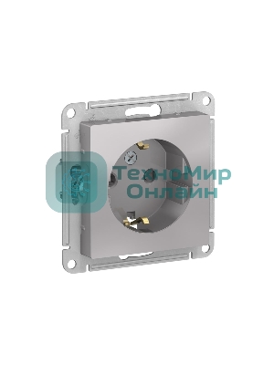 Механизм розетки 1-м СП AtlasDesign с заземл. защ. шторки 16А алюм. SchE ATN000345