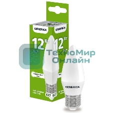 Лампа светодиодная GENERICA LL-C35-12-230-40-E27-G C35 12Вт свеча 4000К E27 230В