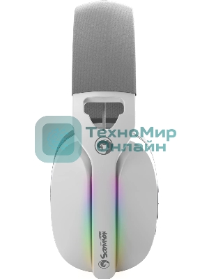 Гарнитура MARVO HG9086W Pulz 70W белый, беспроводная + проводная, радиоканал, до 10 ч, съёмный микрофон, подсветка, совместимость с PS5, Xbox